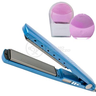Kit 1 Prancha Nanotitanium + 1 Esponja Facial Rosa Bebê Nº3