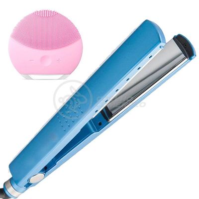 Kit 1 Prancha Nanotitanium + 1 Esponja Facial Rosa Bebê Nº33