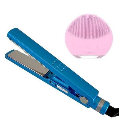 Kit 1 Prancha Nanotitanium + 1 Esponja Facial Rosa Bebê Nº6