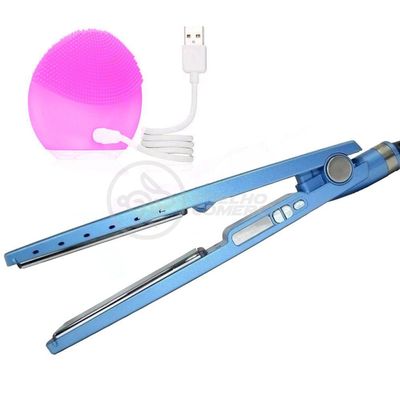 Kit 1 Prancha Nanotitanium + 1 Esponja Facial Rosa Bebê Nº6