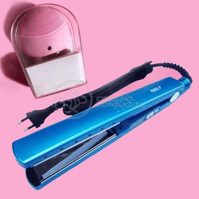 Kit 1 Prancha Nanotitanium + 1 Esponja Facial Rosa Bebê Nº1