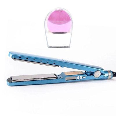 Kit 1 Prancha Nanotitanium + 1 Esponja Facial Rosa Bebê Nº1