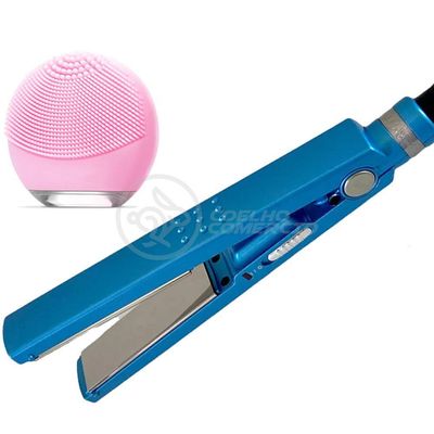 Kit 1 Prancha Nanotitanium + 1 Esponja Facial Rosa Bebê Nº10