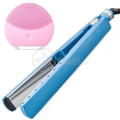 Kit 1 Prancha Nanotitanium + 1 Esponja Facial Rosa Bebê Nº15