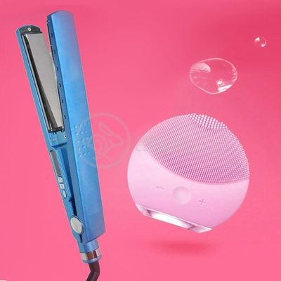 Kit 1 Prancha Nanotitanium + 1 Esponja Facial Rosa Bebê Nº30