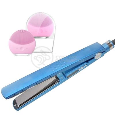 Kit 1 Prancha Nanotitanium + 1 Esponja Facial Rosa Bebê