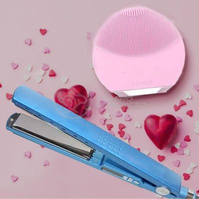 Kit 1 Prancha Nanotitanium + 1 Esponja Facial Rosa Bebê