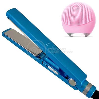 Kit 1 Prancha Nanotitanium + 1 Esponja Facial Rosa Bebê Nº32