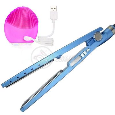 Kit 1 Prancha Nanotitanium + 1 Esponja Facial Rosa Bebê Nº26