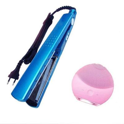 Kit 1 Prancha Nanotitanium + 1 Esponja Facial Rosa Bebê Nº26