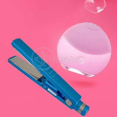 Kit 1 Prancha Nanotitanium + 1 Esponja Facial Rosa Bebê Nº31