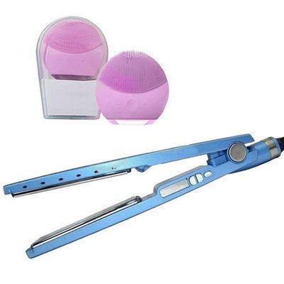 Kit 1 Prancha Nanotitanium + 1 Esponja Facial Rosa Bebê Nº14
