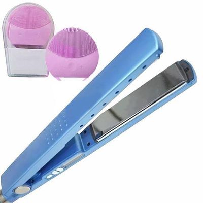 Kit 1 Prancha Nanotitanium + 1 Esponja Facial Rosa Bebê