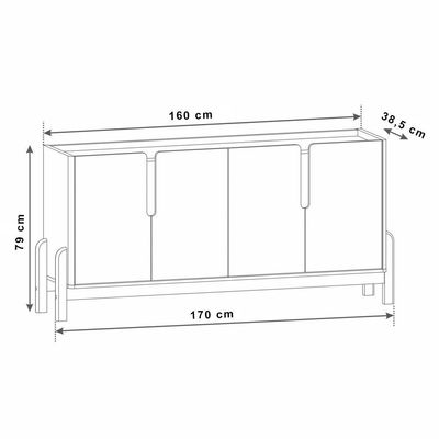 Aparador Buffet 4 Portas Belle 170 Cm Cinza Pérola E Cedro
