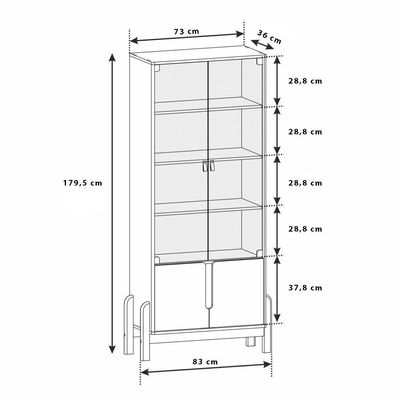 Cristaleira 02 Portas Lia 180 Cm Off White E Cedro - D'Rossi