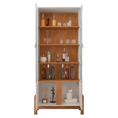 Cristaleira 02 Portas Lia 180 Cm Off White E Cedro - D'Rossi