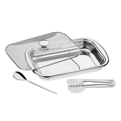 Kit P/ Assar E Servir Tramontina Cosmos Em Inox Tampa De Vid