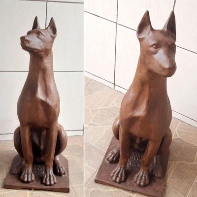 Cachorro Dobermann O Par Escultura Ferro Fundido