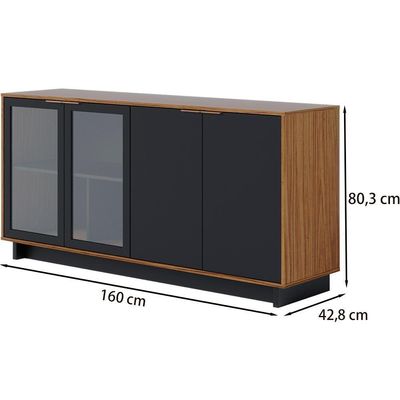 Buffet Bancada 4 Portas 160 Cm Vitoria Preto Noce Milano Clb