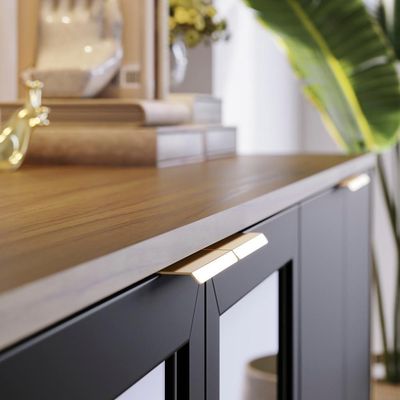Buffet Bancada 4 Portas 160 Cm Vitoria Preto Noce Milano Clb