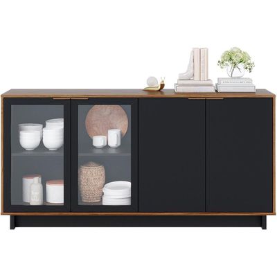 Buffet Bancada 4 Portas 160 Cm Vitoria Preto Noce Milano Clb