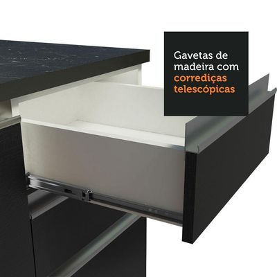 Armário De Cozinha Completa De Canto Mdf 409cm Branco preto