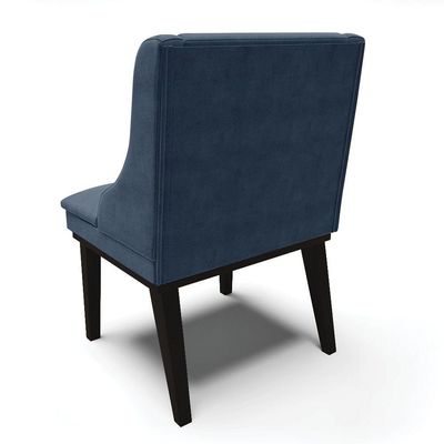 Cadeira De Jantar Liz Suede Base Madeira Preto Azul Marinho