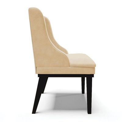 Cadeira De Jantar Liz Suede Base Fixa Madeira Preto Bege