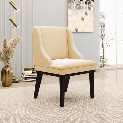 Cadeira De Jantar Liz Suede Base Fixa Madeira Preto Bege
