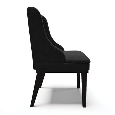 Cadeira De Jantar Liz Suede Base Fixa Madeira Preto Preto