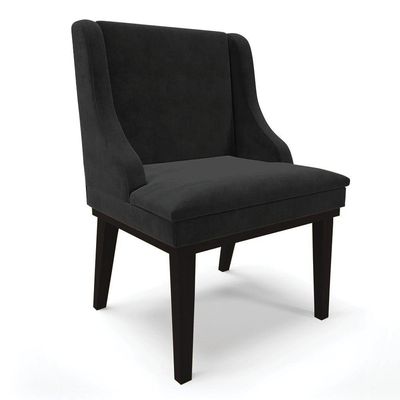 Cadeira De Jantar Liz Suede Base Fixa Madeira Preto Preto