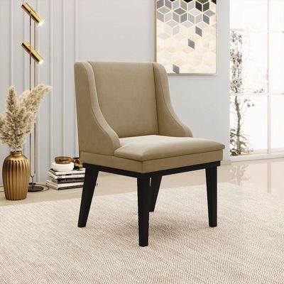 Cadeira De Jantar Liz Suede Base Madeira Preto Marrom Rato