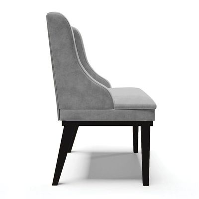 Cadeira De Jantar Liz Suede Base Fixa Madeira Preto Cinza