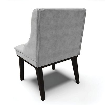 Cadeira De Jantar Liz Suede Base Fixa Madeira Preto Cinza