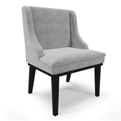 Cadeira De Jantar Liz Suede Base Fixa Madeira Preto Cinza