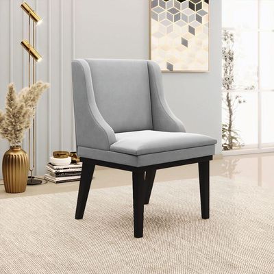 Cadeira De Jantar Liz Suede Base Fixa Madeira Preto Cinza