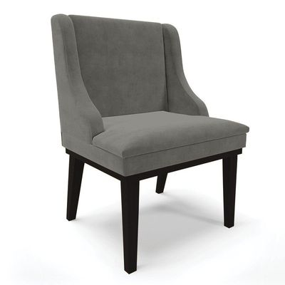 Cadeira De Jantar Liz Suede Base Fixa Madeira Preto Grafite