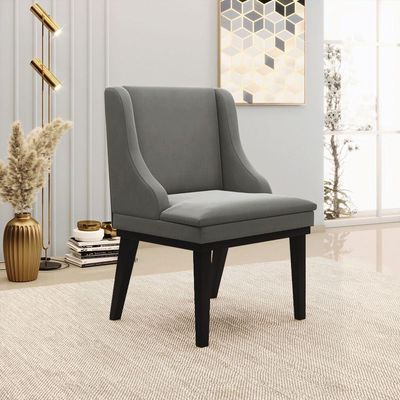 Cadeira De Jantar Liz Suede Base Fixa Madeira Preto Grafite