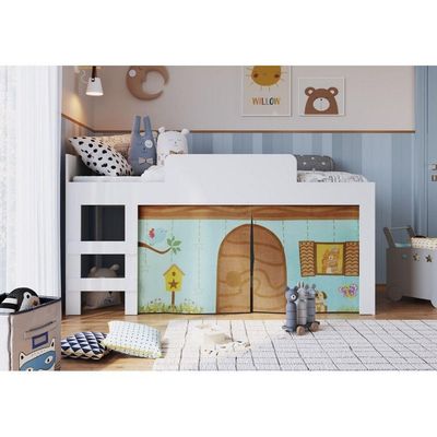 Cama Infantil Com Protetor E Cortina Alegria Meu Fofinho Art In Móveis Branco