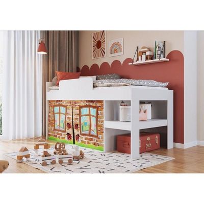 Cama Infantil Com Protetor E Cortina 90 Imaginação Meu Fofinho Art In Móveis Branco