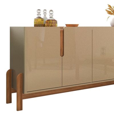 Aparador Buffet 4 Portas Belle 170 Cm Champagne E Cedro