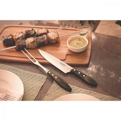 Faca Tramontina P/ Carne 8" Em Inox E Cabo Castanho Polywood