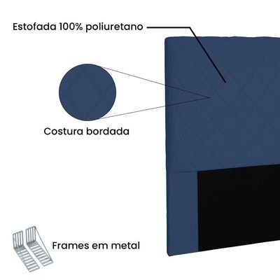 Cabeceira King 1,95m Esmeralda Suede Azul Marinho
