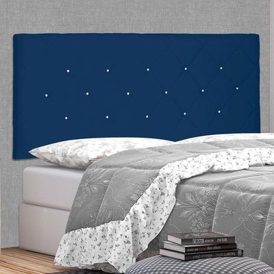 Cabeceira Painel King 1,95m Tânia Suede Azul Marinho