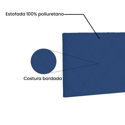 Cabeceira Painel King 1,95m Esmeralda Suede Azul Marinho