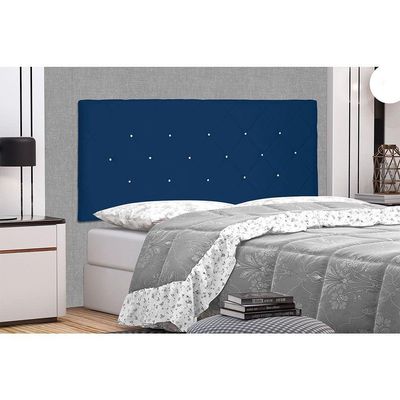 Cabeceira Painel King 1,95m Tânia Suede Azul Marinho