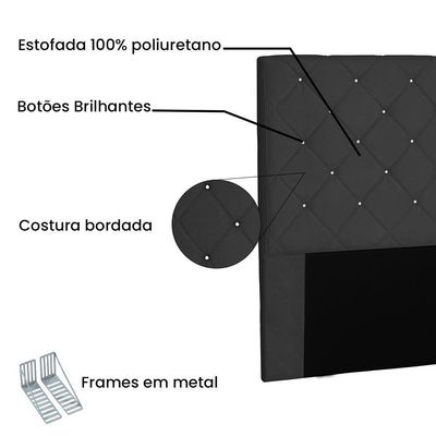 Cabeceira King 1,95m Tânia Suede Preto