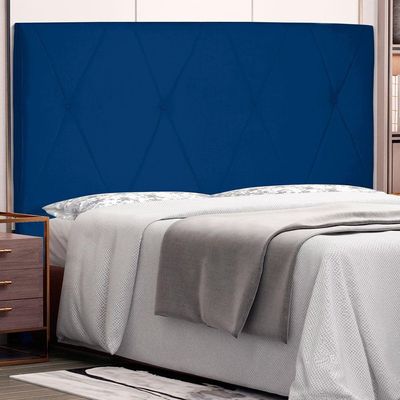 Cabeceira King 1,95m Aquilla Suede Azul Marinho