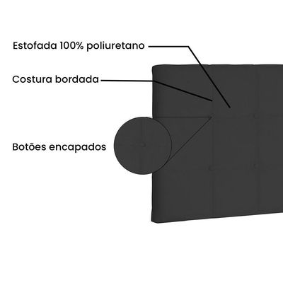 Cabeceira Painel King 1,95m Verona Suede Preto