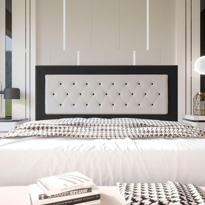 Cabeceira King 1,95m Havana Suede Branco Preto